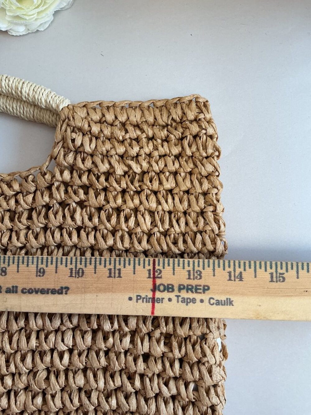 Mark & Graham Woven Straw Tote Natural Tan Ivory Wrapped Handles Coastal Resort - Picture 2 of 11